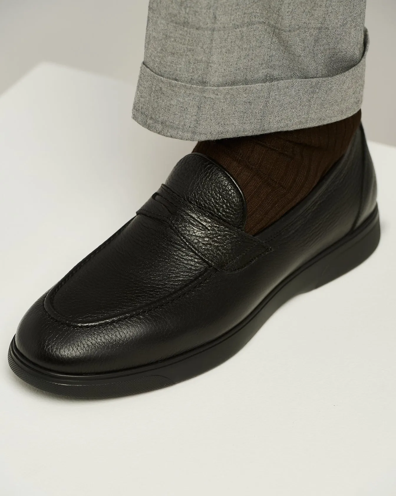 BLACK DEERSKIN LOAFERS WITH RUBBER SOLE sold by Kiton product image thumbnail 4