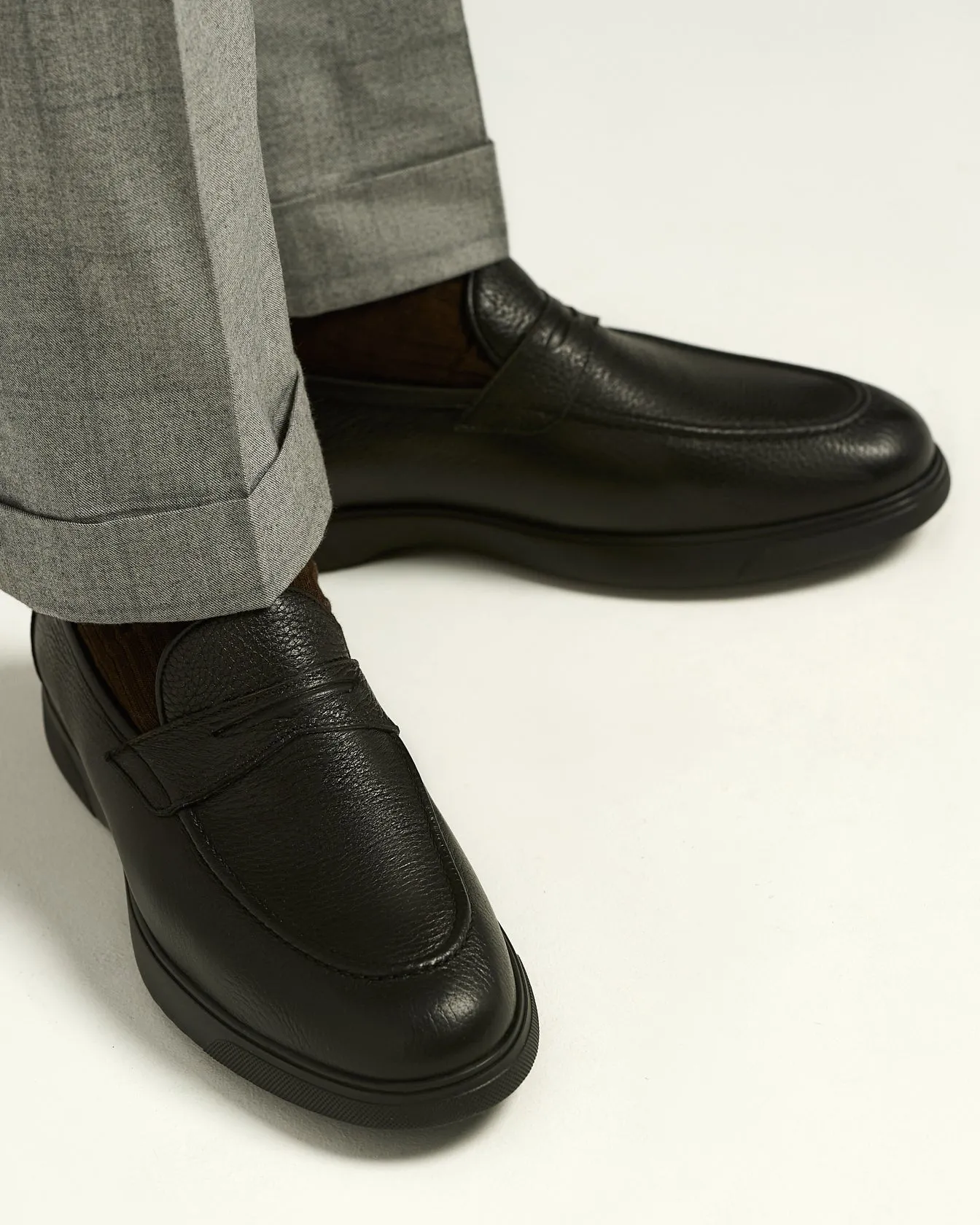 BLACK DEERSKIN LOAFERS WITH RUBBER SOLE sold by Kiton product image thumbnail 3
