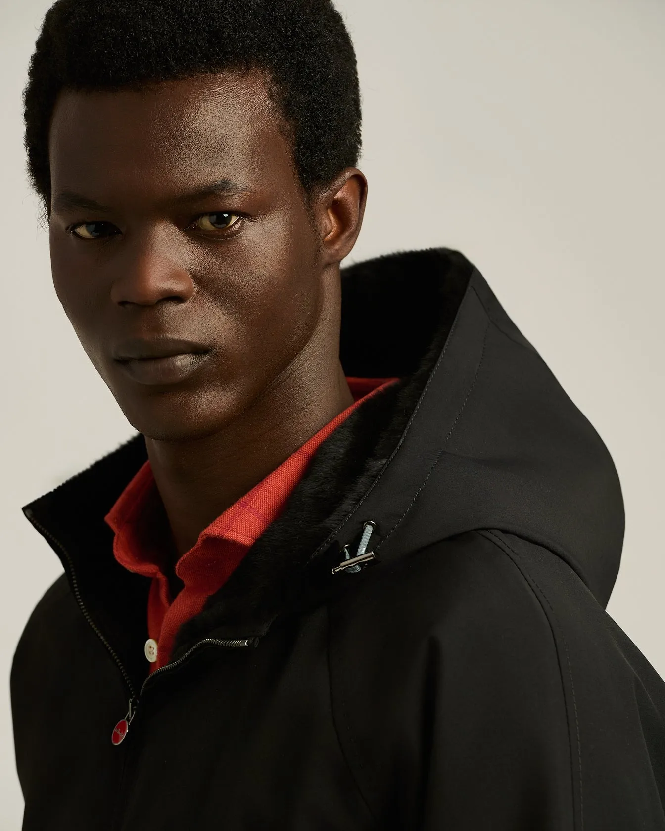 BLACK HOODED JACKET LINED WITH WEASEL FUR sold by Kiton product image thumbnail 4