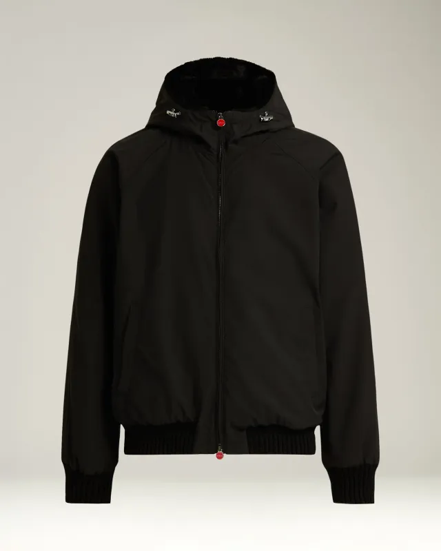 BLACK HOODED JACKET LINED WITH WEASEL FUR sold by Kiton