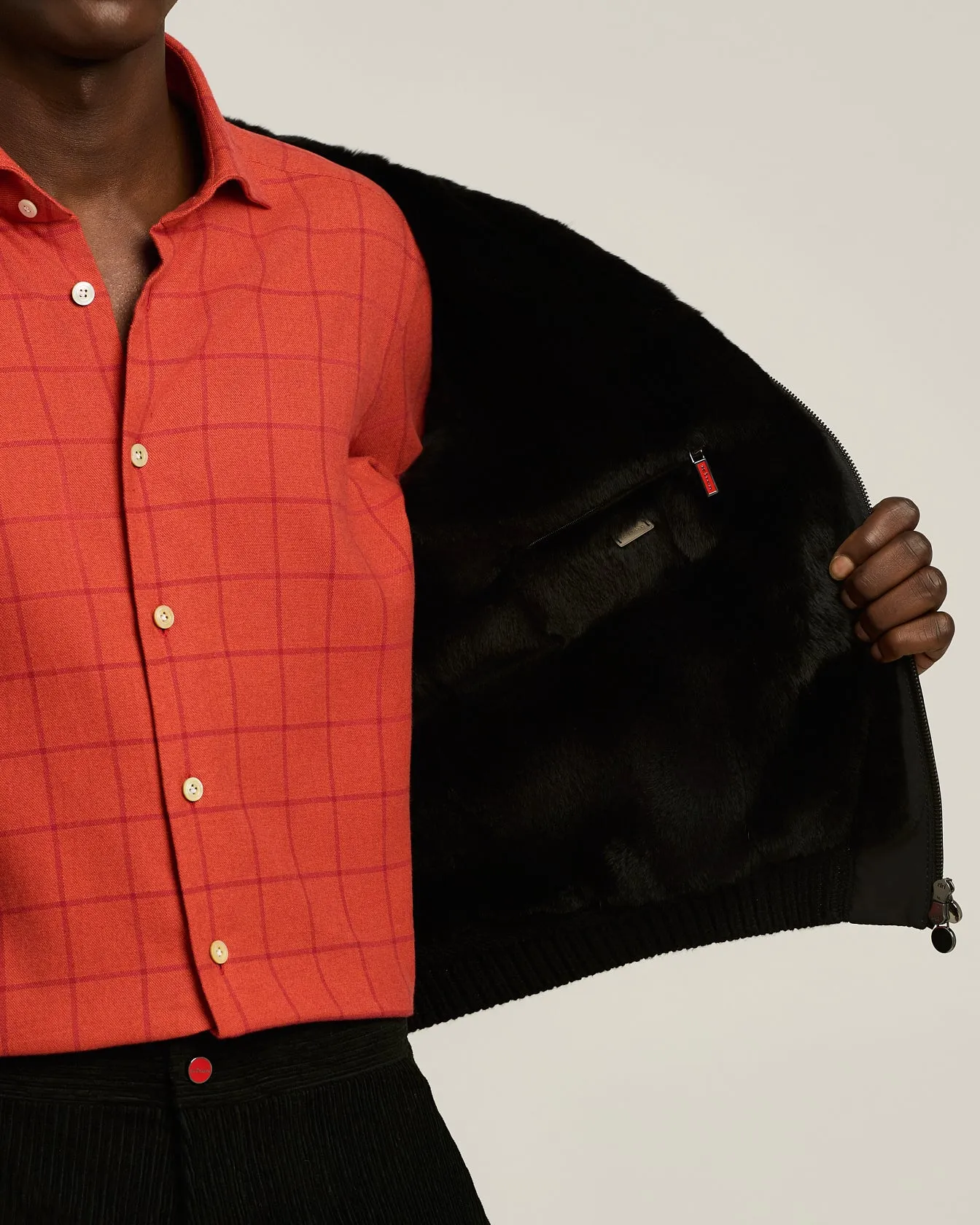 BLACK HOODED JACKET LINED WITH WEASEL FUR sold by Kiton product image thumbnail 5