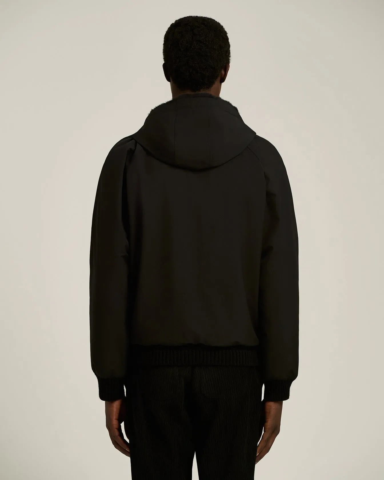 BLACK HOODED JACKET LINED WITH WEASEL FUR sold by Kiton product image thumbnail 3