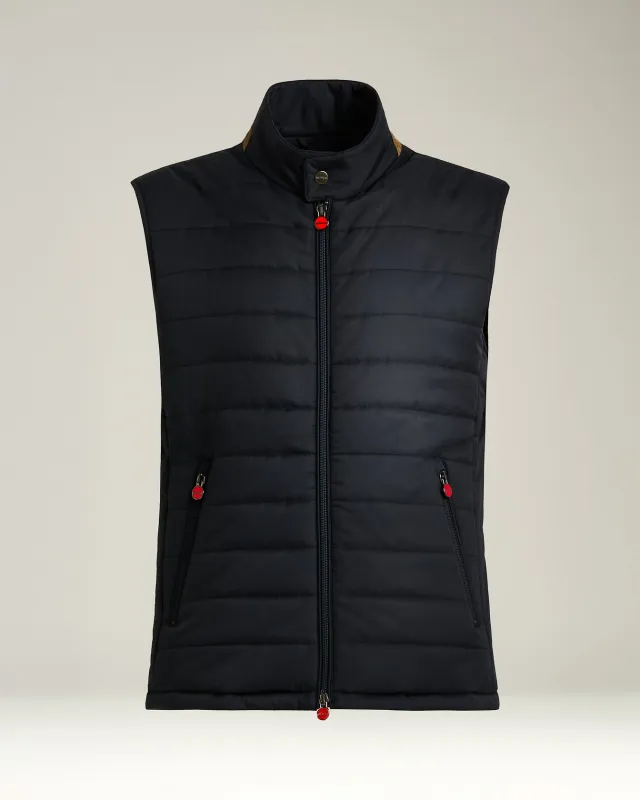 PADDED GILET IN NAVY TECHNICAL FABRIC sold by Kiton
