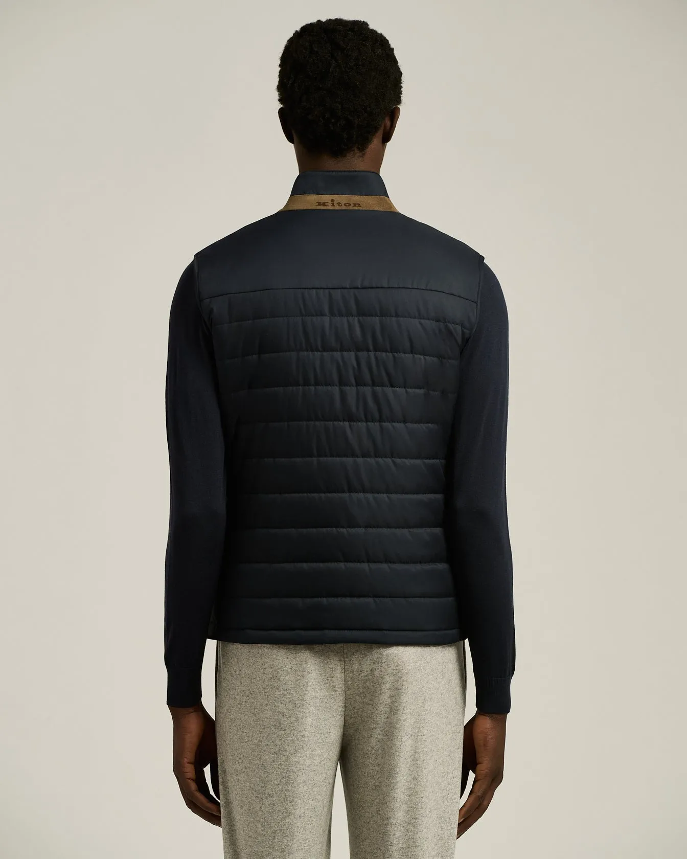 PADDED GILET IN NAVY TECHNICAL FABRIC sold by Kiton product image thumbnail 3