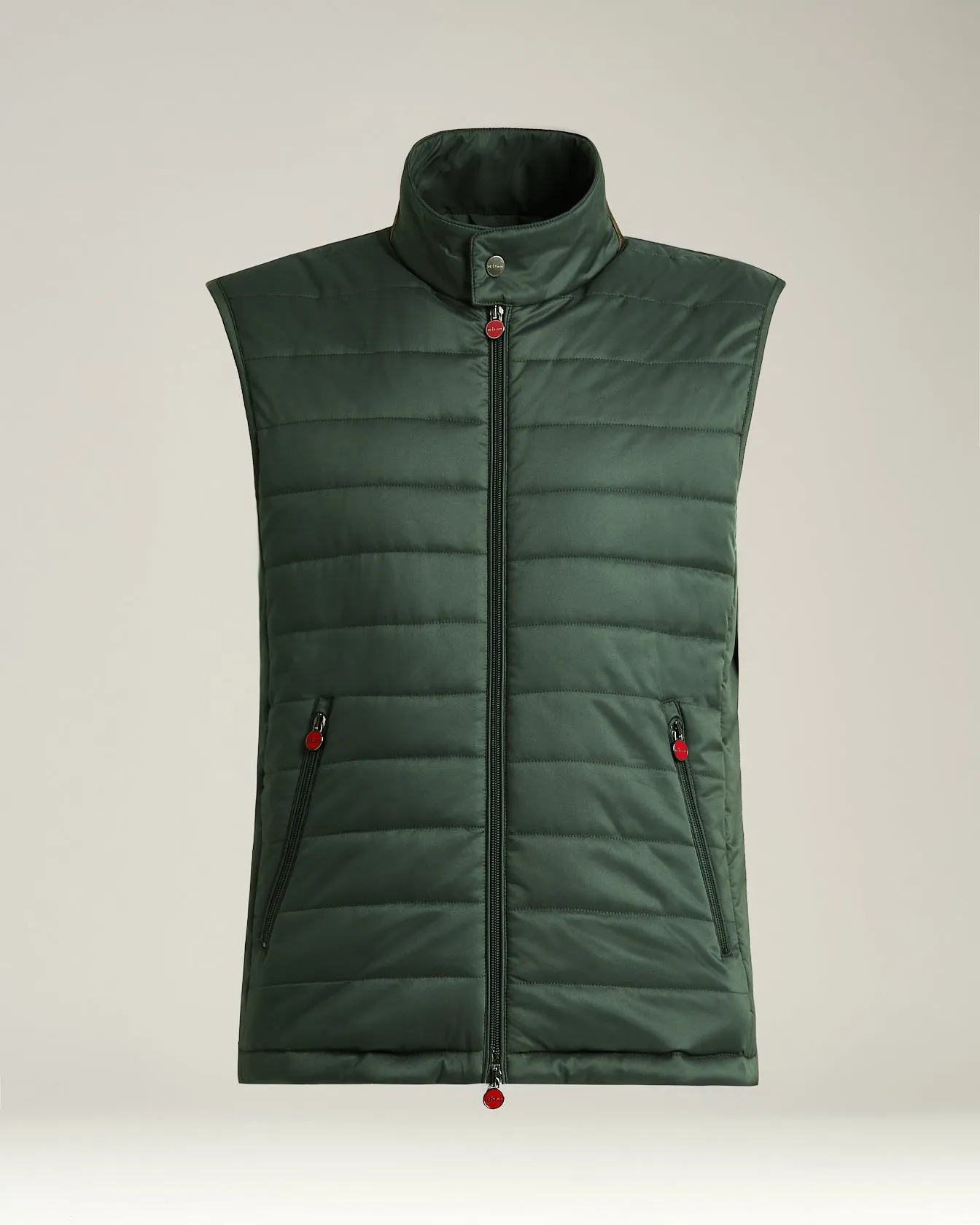 PADDED GILET IN DARK GREEN TECHNICAL FABRIC sold by Kiton