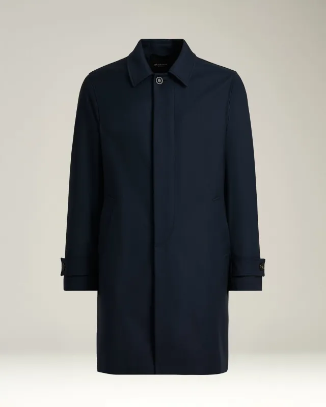 OVERCOAT IN NAVY WOOL AND CASHMERE BLEND sold by Kiton