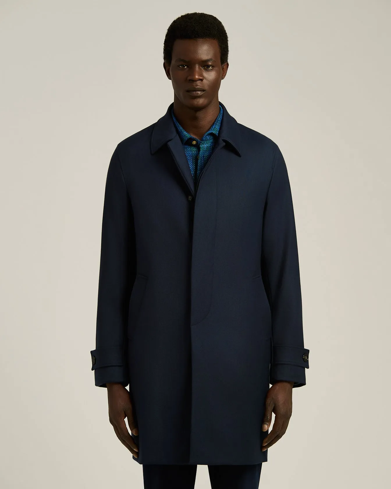 OVERCOAT IN NAVY WOOL AND CASHMERE BLEND sold by Kiton product image thumbnail 2
