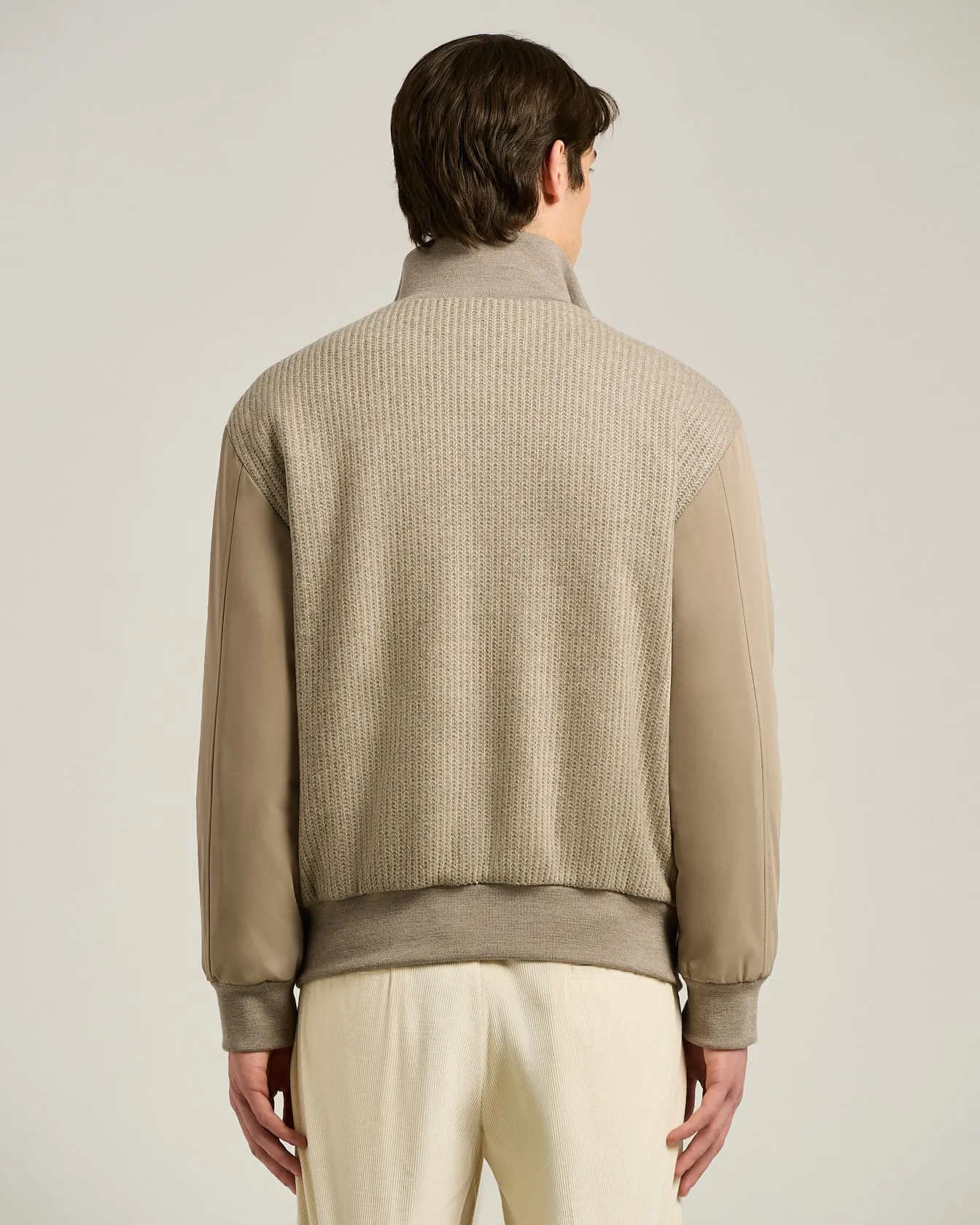 BOMBER IN TAUPE WOOL BLEND AND TECHNICAL FABRIC sold by Kiton product image thumbnail 3
