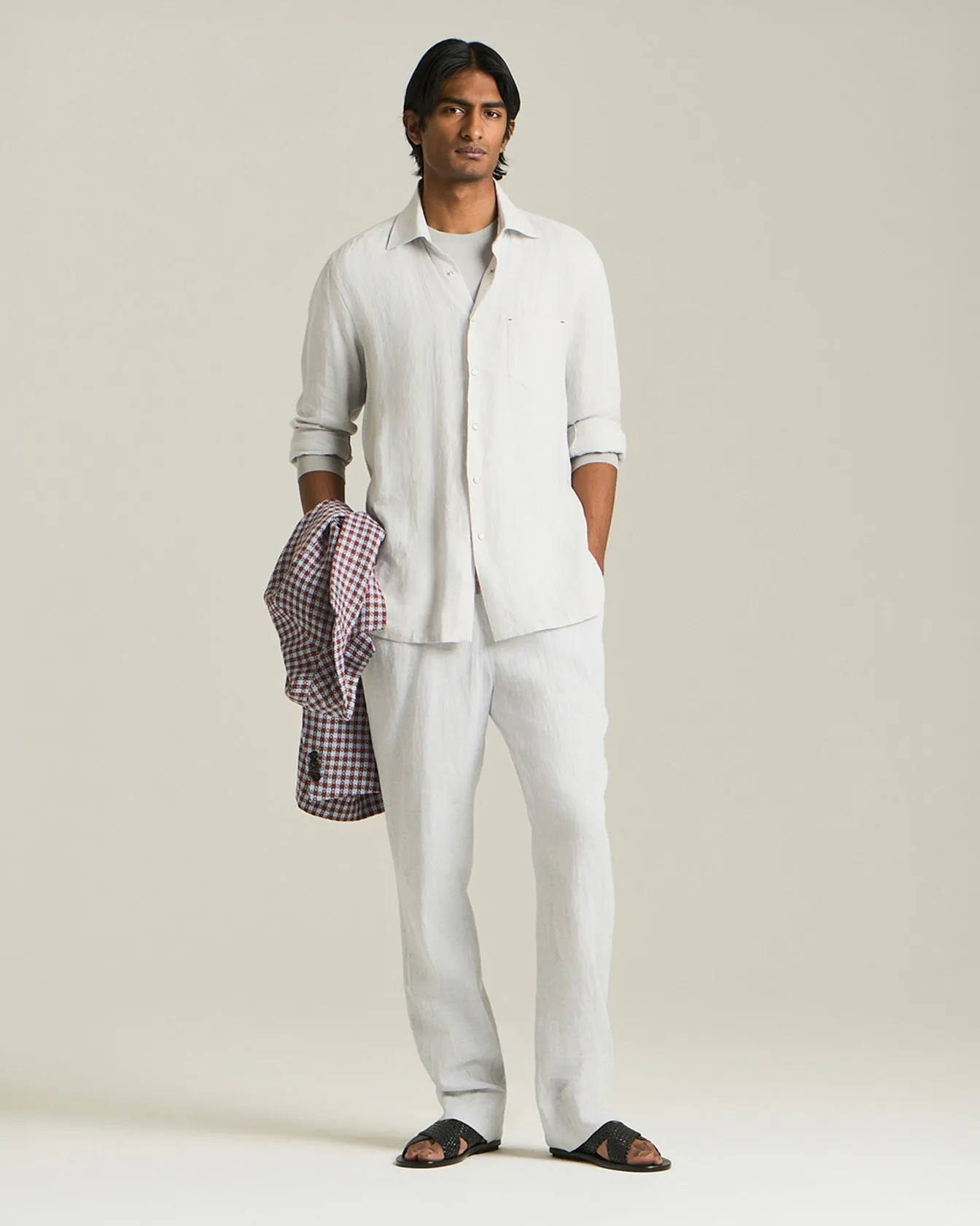 COTTON AND LINEN COMFORT-FIT PULL-ON TROUSERS sold by Kiton product image thumbnail 4