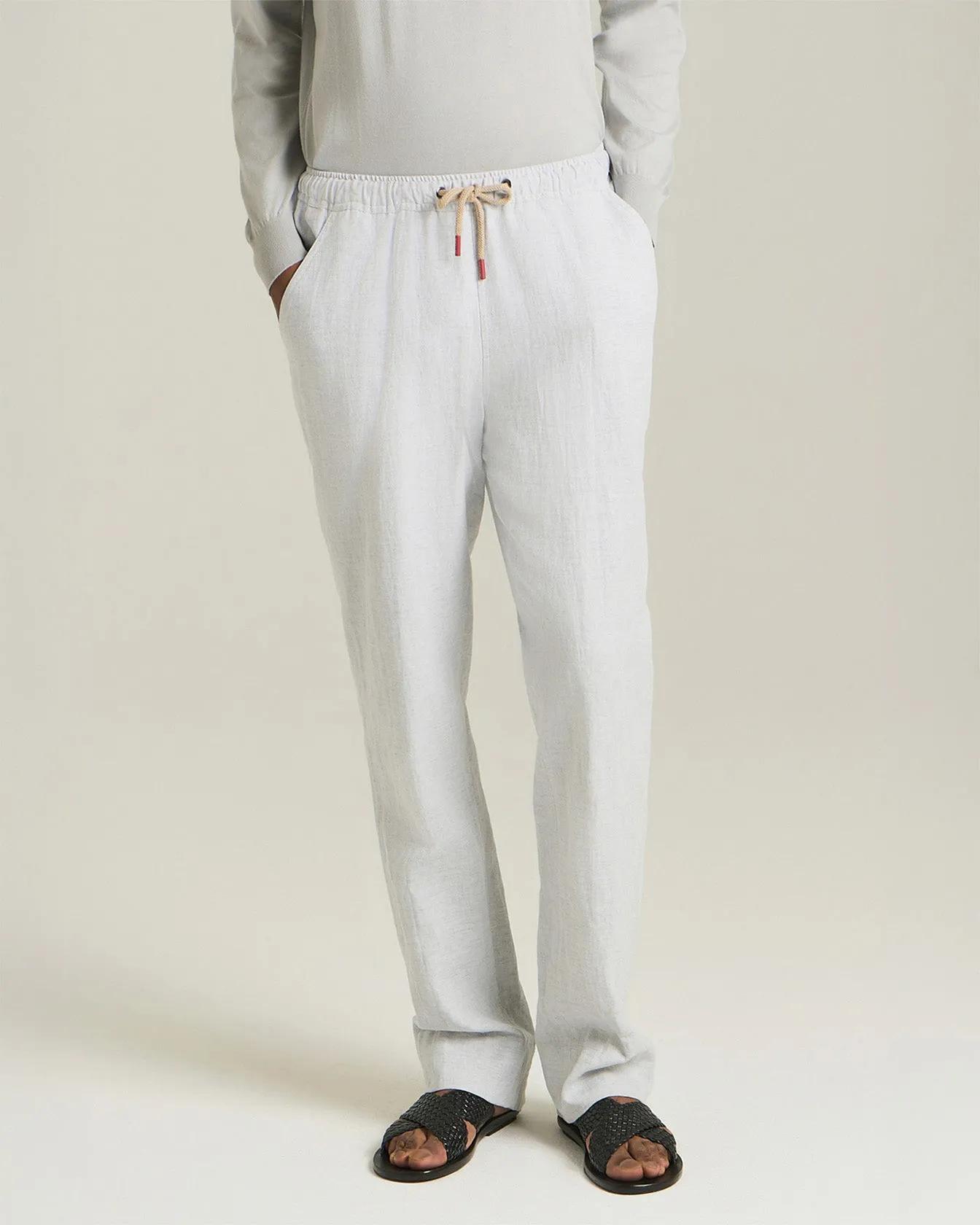COTTON AND LINEN COMFORT-FIT PULL-ON TROUSERS sold by Kiton product image thumbnail 2