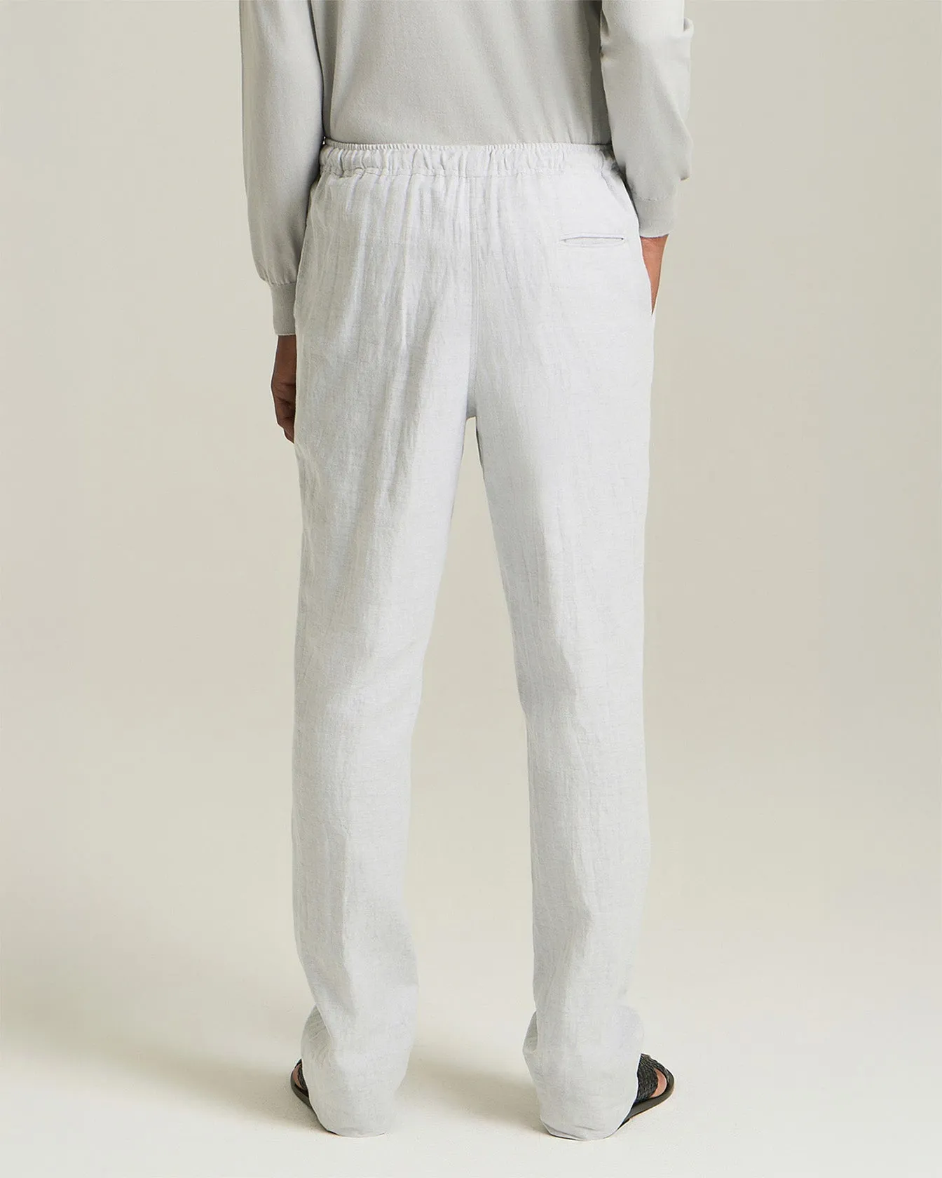 COTTON AND LINEN COMFORT-FIT PULL-ON TROUSERS sold by Kiton product image thumbnail 3