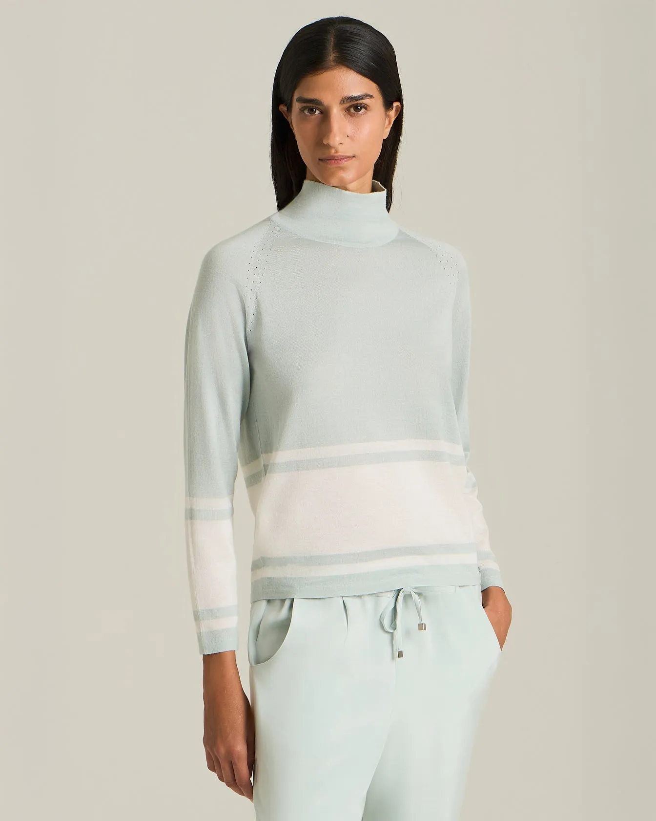 COLOUR-BLOCK CASHMERE AND SILK POLO NECK SWEATER sold by Kiton product image thumbnail 2