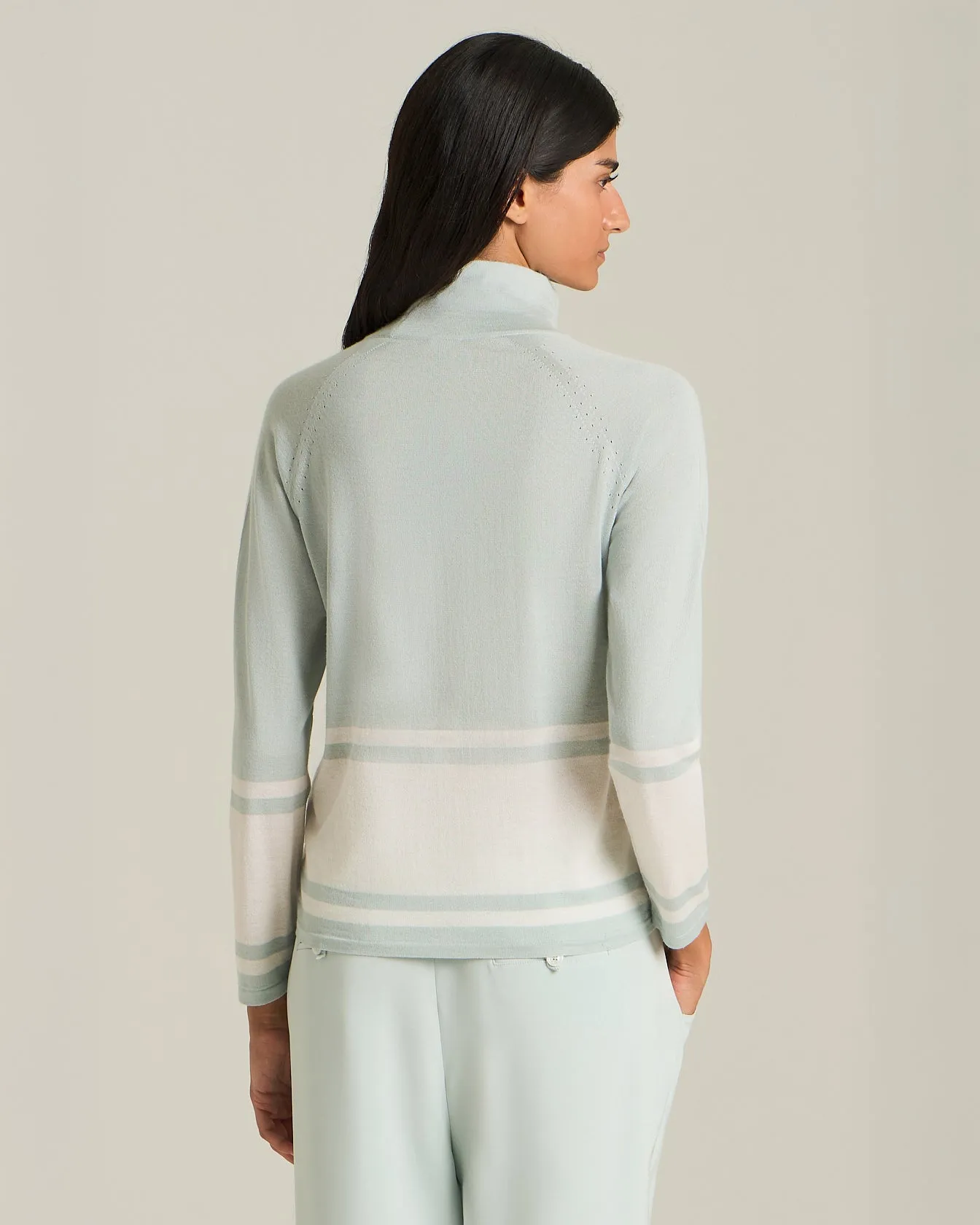 COLOUR-BLOCK CASHMERE AND SILK POLO NECK SWEATER sold by Kiton product image thumbnail 3