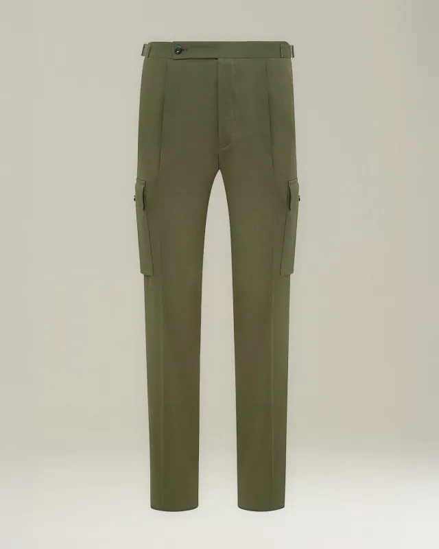 LINEN AND WOOL CARGO TROUSERS sold by Kiton