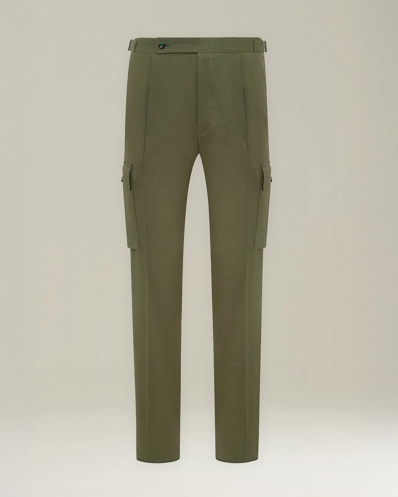 LINEN AND WOOL CARGO TROUSERS sold by Kiton
