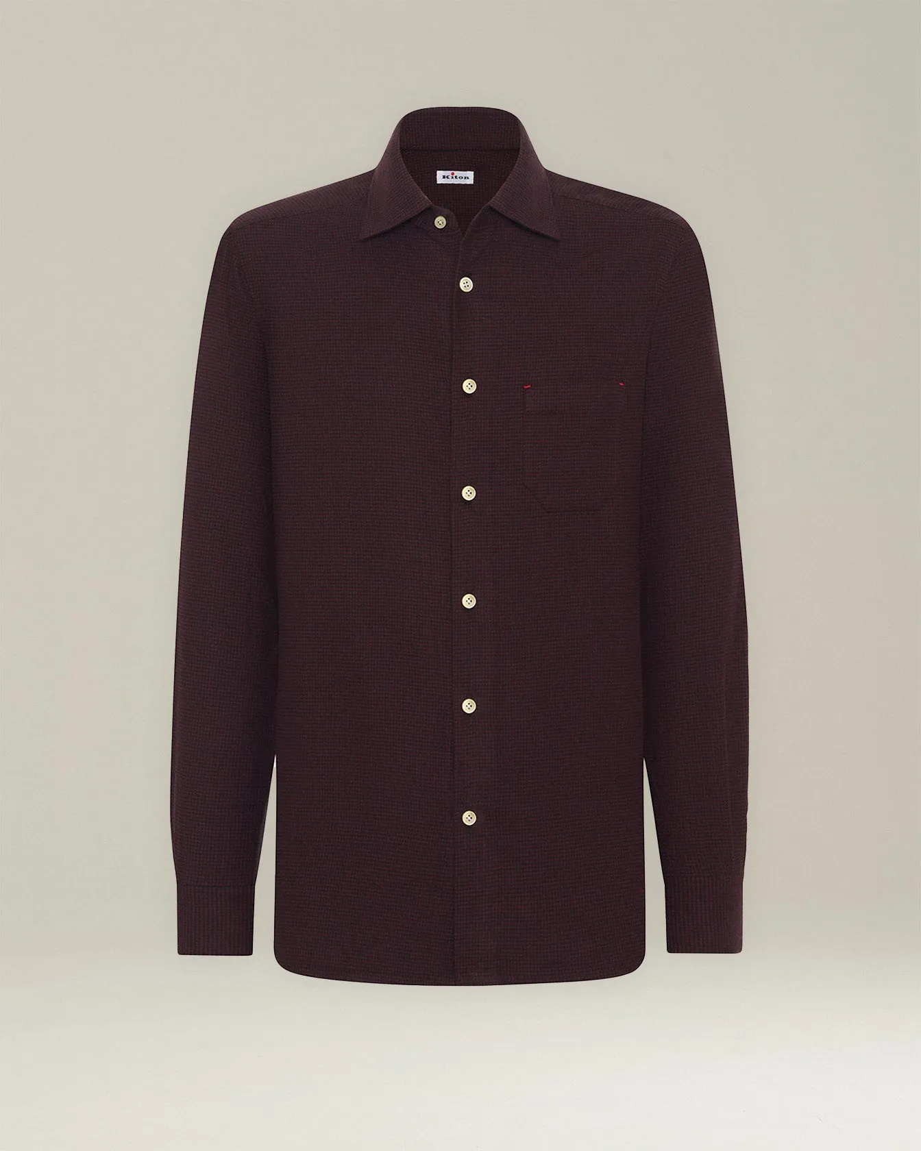 ‘NERANO’ HOUNDSTOOTH FLANNEL SHIRT sold by Kiton