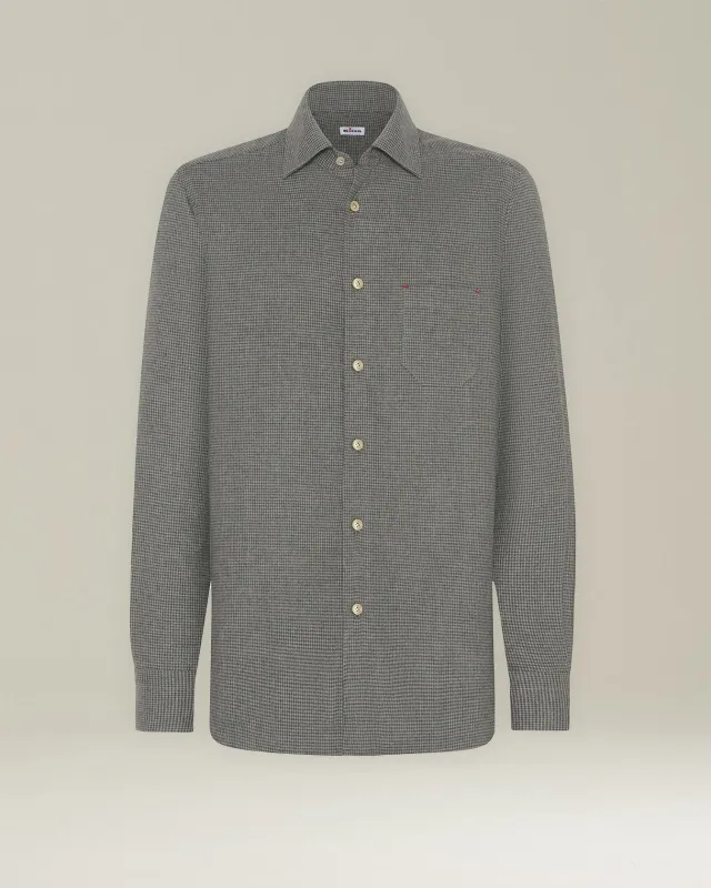 ‘NERANO’ HOUNDSTOOTH FLANNEL SHIRT sold by Kiton