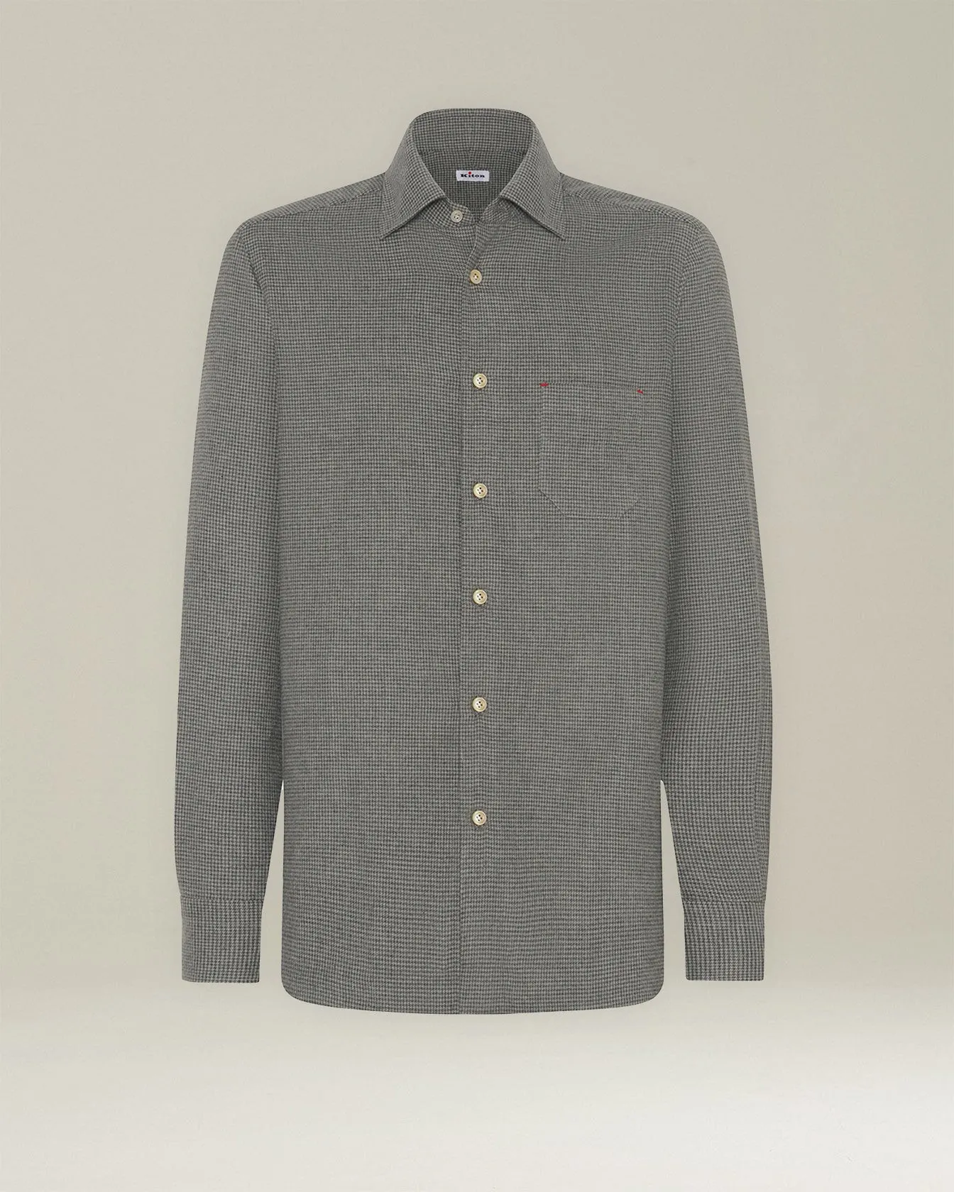 ‘NERANO’ HOUNDSTOOTH FLANNEL SHIRT sold by Kiton