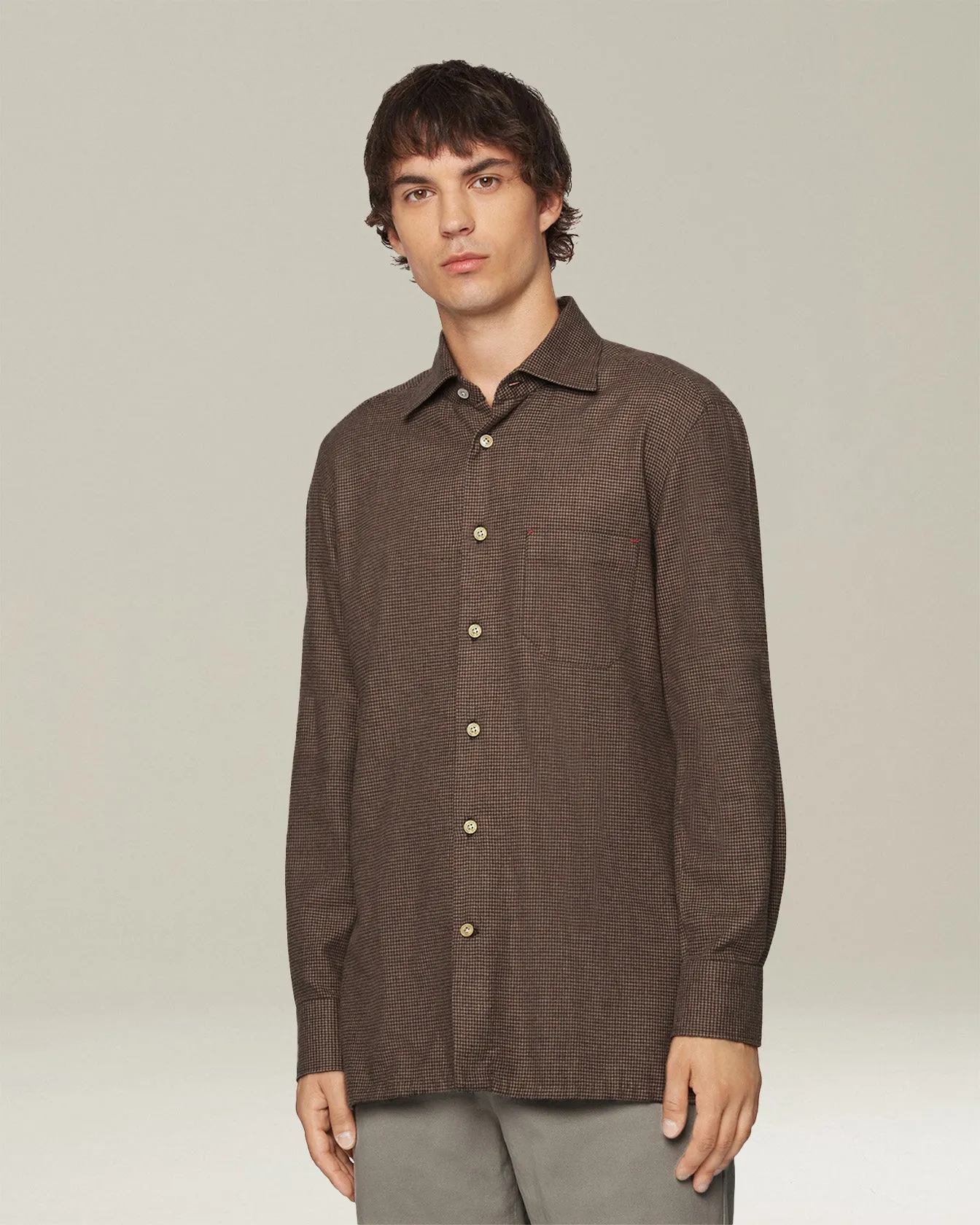 ‘NERANO’ HOUNDSTOOTH FLANNEL SHIRT sold by Kiton product image thumbnail 2