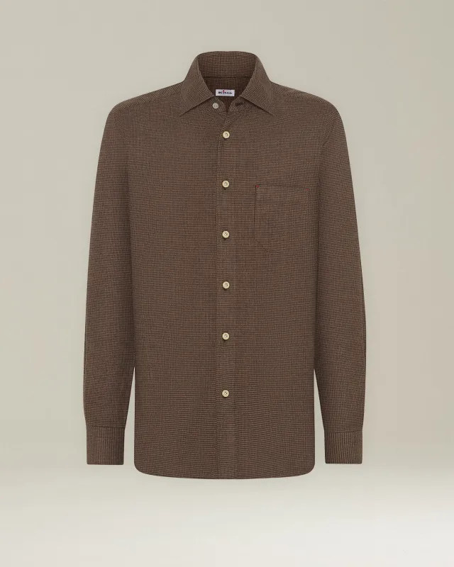 ‘NERANO’ HOUNDSTOOTH FLANNEL SHIRT sold by Kiton