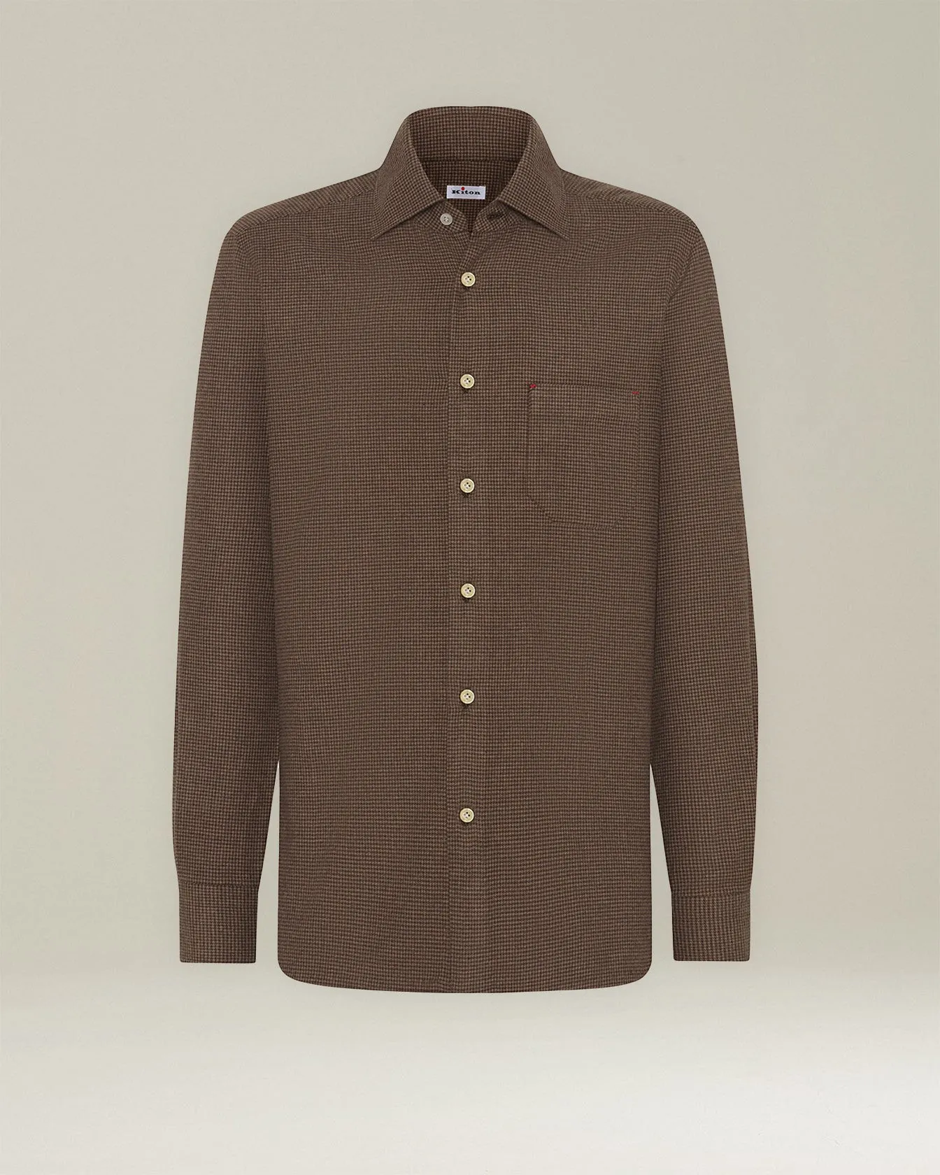 ‘NERANO’ HOUNDSTOOTH FLANNEL SHIRT sold by Kiton