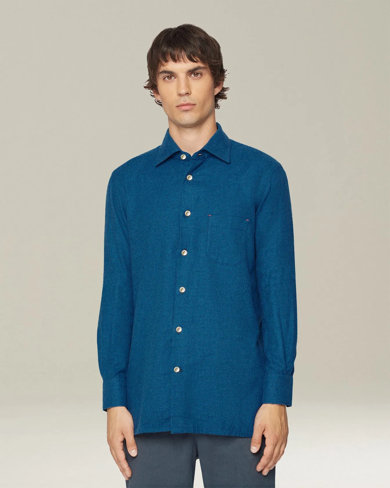‘NERANO’ HOUNDSTOOTH FLANNEL SHIRT sold by Kiton product image thumbnail 2