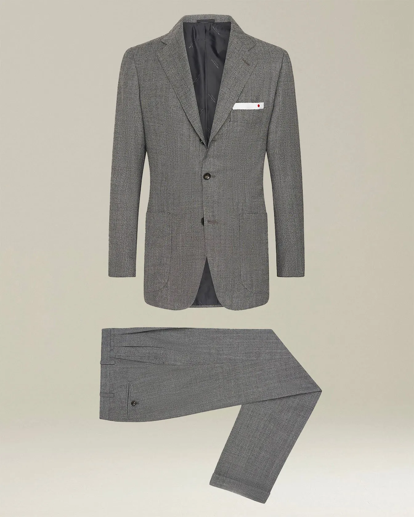 HERRINGBONE WOOL SUIT sold by Kiton
