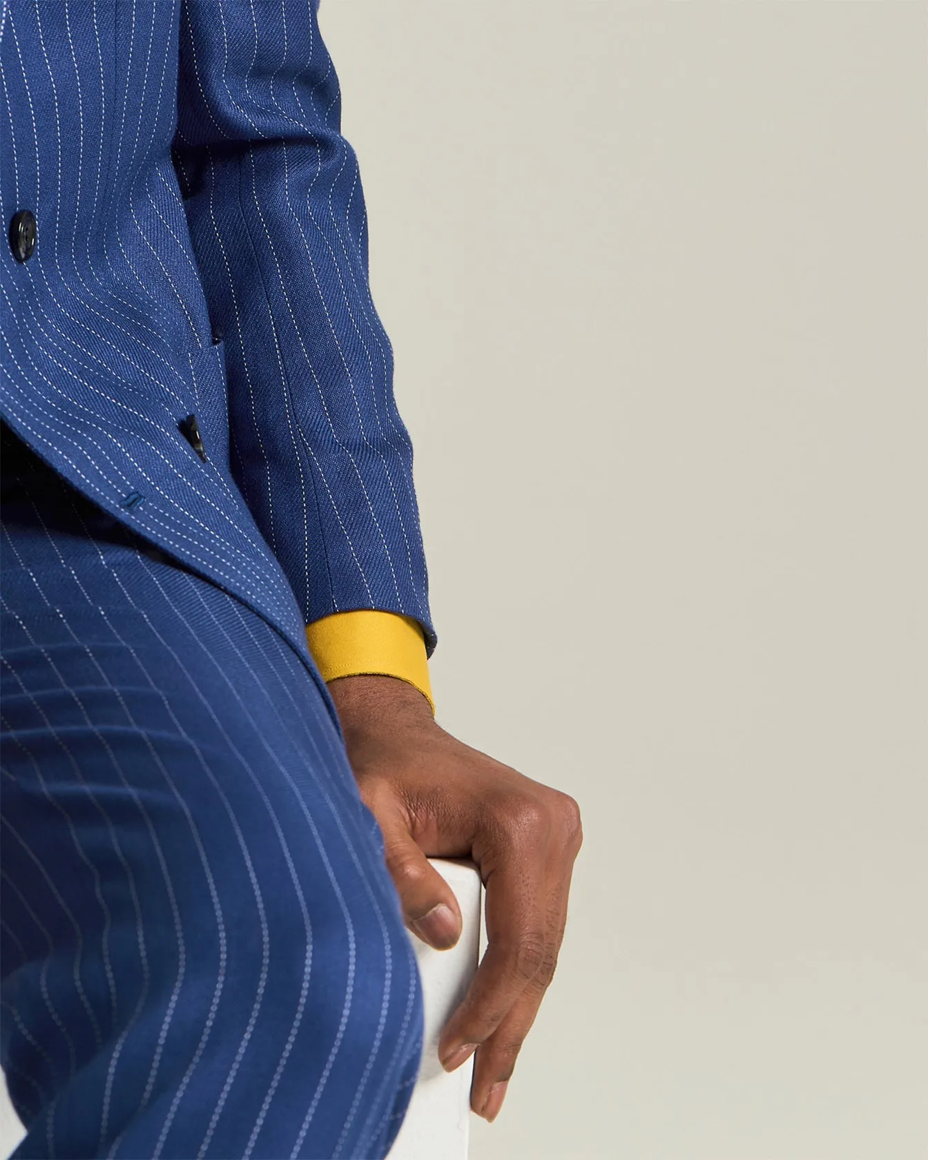 DOUBLE-BREASTED CASHMERE AND LINEN PINSTRIPE SUIT sold by Kiton product image thumbnail 4