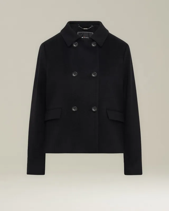 MONOCHROME CASHMERE PEA COAT sold by Kiton