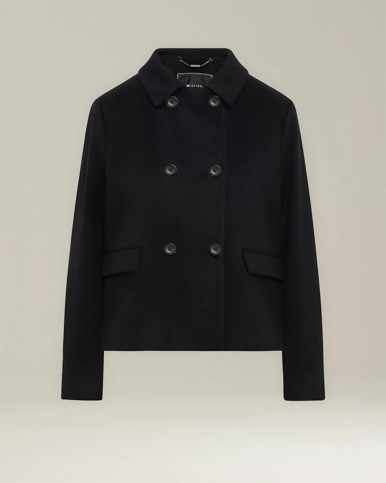 MONOCHROME CASHMERE PEA COAT sold by Kiton