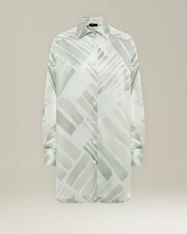 OVERSIZED SILK SHIRT WITH ETHNIC BRUSH PATTERN sold by Kiton
