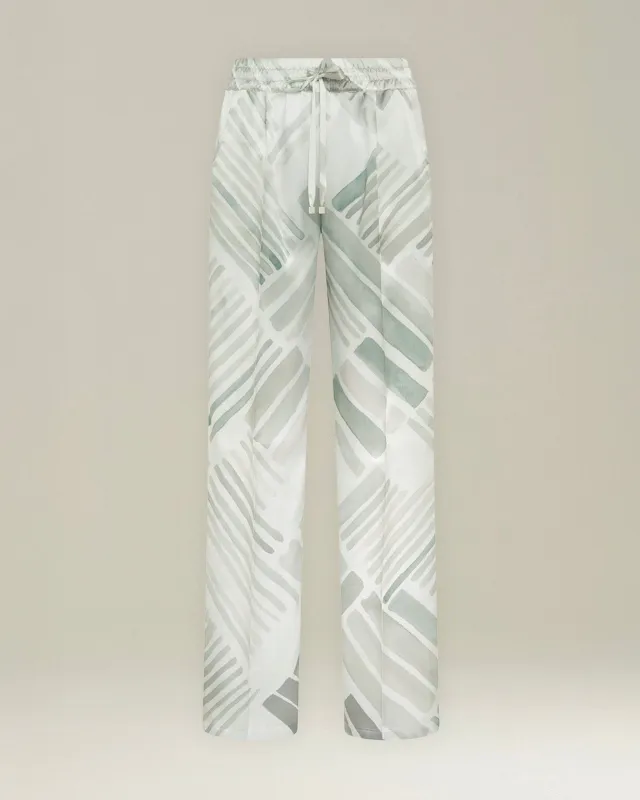 SILK TROUSERS WITH ETHNIC BRUSH PATTERN sold by Kiton