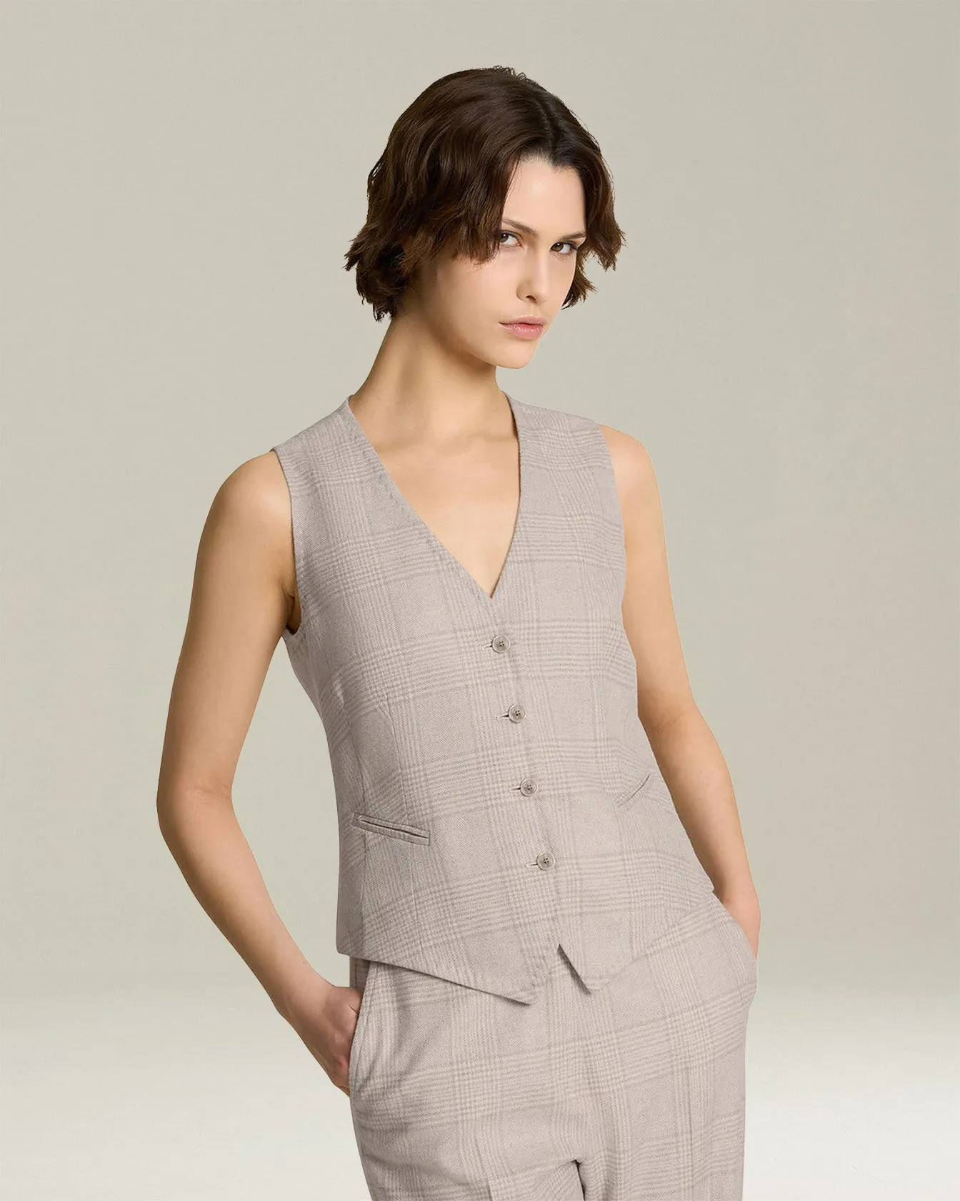 GLEN PLAID CASHMERE BLEND WAISTCOAT sold by Kiton product image thumbnail 2