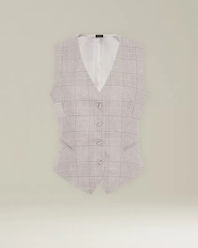 GLEN PLAID CASHMERE BLEND WAISTCOAT sold by Kiton