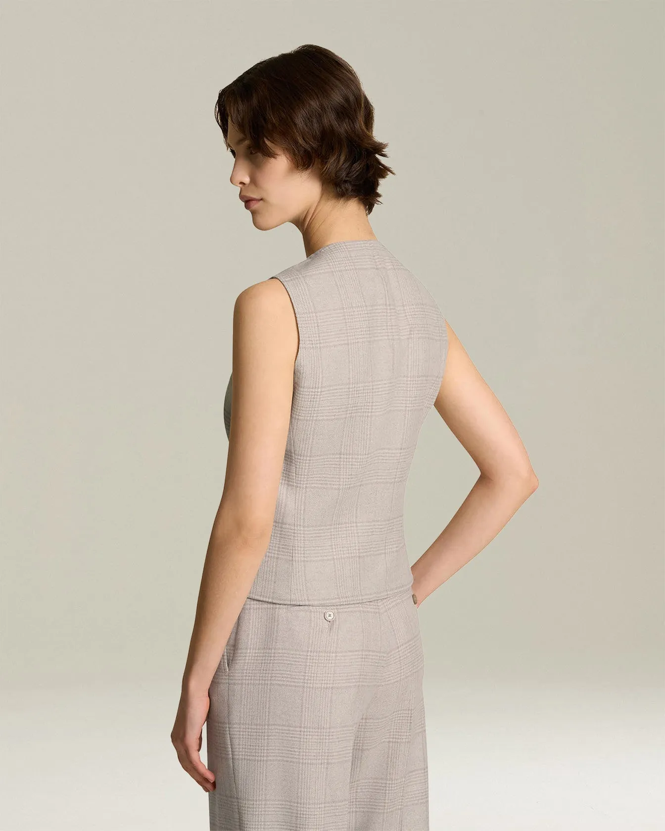 GLEN PLAID CASHMERE BLEND WAISTCOAT sold by Kiton product image thumbnail 3