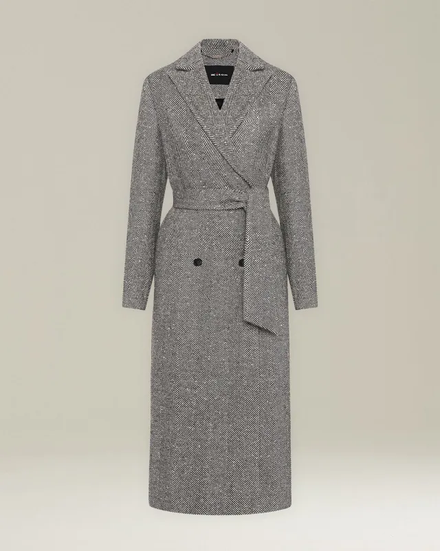 HERRINGBONE CASHMERE DOUBLE-BREASTED COAT sold by Kiton