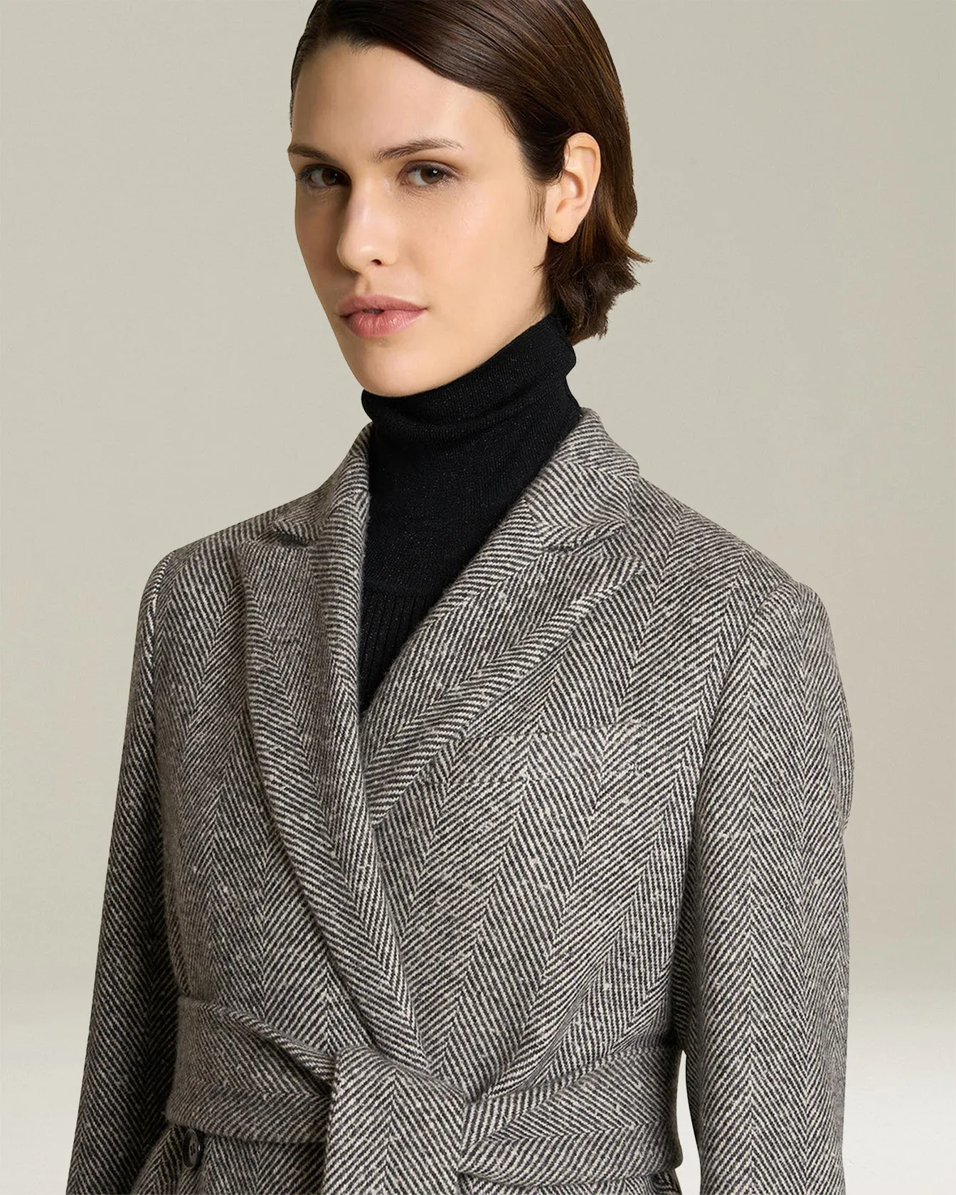 HERRINGBONE CASHMERE DOUBLE-BREASTED COAT sold by Kiton product image thumbnail 4