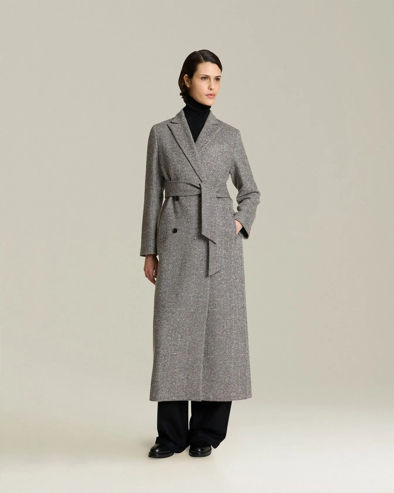 HERRINGBONE CASHMERE DOUBLE-BREASTED COAT sold by Kiton product image thumbnail 2