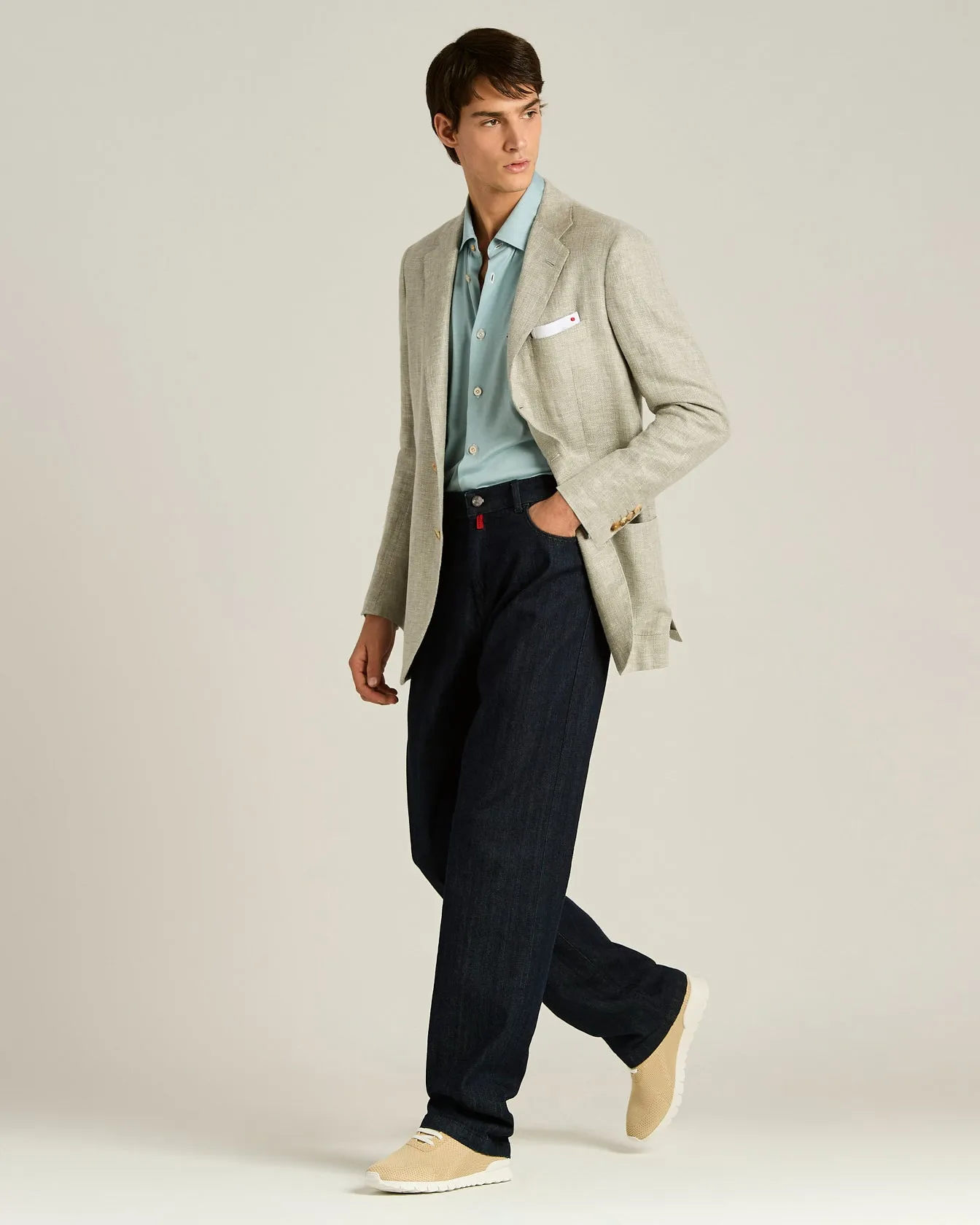 LINEN, CASHMERE AND SILK BLEND SINGLE-BREASTED JACKET sold by Kiton product image thumbnail 5