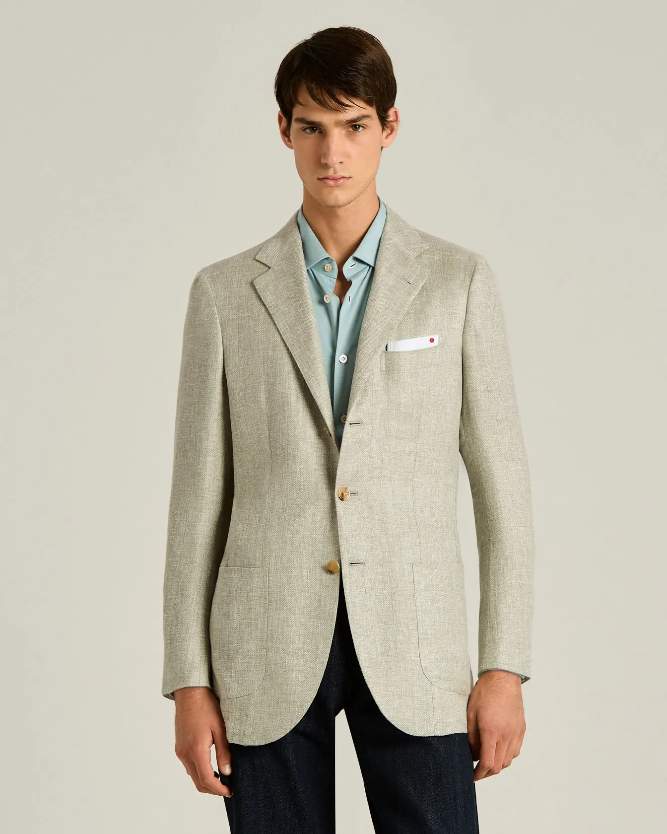 LINEN, CASHMERE AND SILK BLEND SINGLE-BREASTED JACKET sold by Kiton product image thumbnail 2