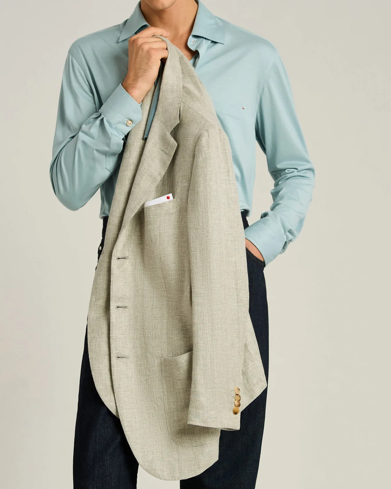 LINEN, CASHMERE AND SILK BLEND SINGLE-BREASTED JACKET sold by Kiton product image thumbnail 4