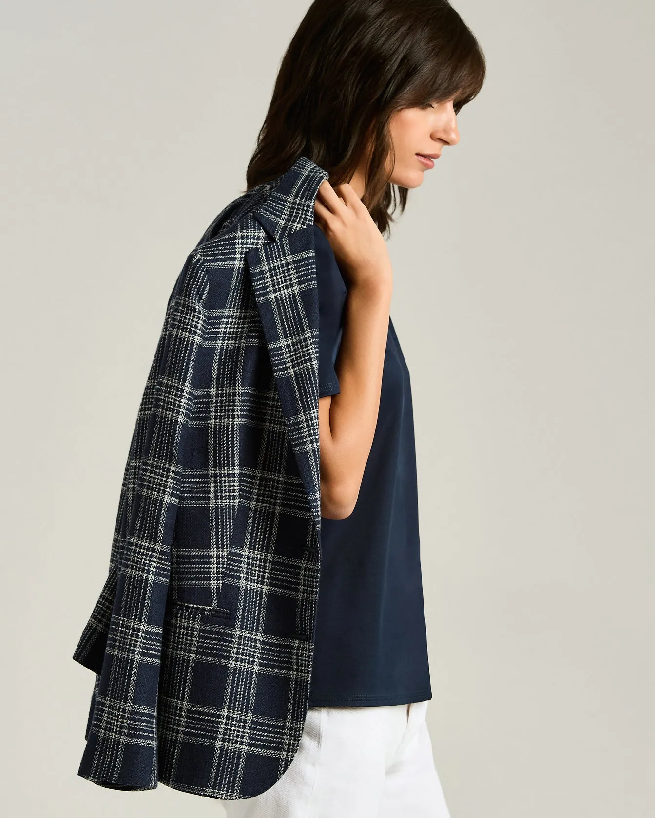 TAILORED CHECKED JACKET IN BLUE SILK, COTTON AND CASHMERE BLEND sold by Kiton product image thumbnail 5