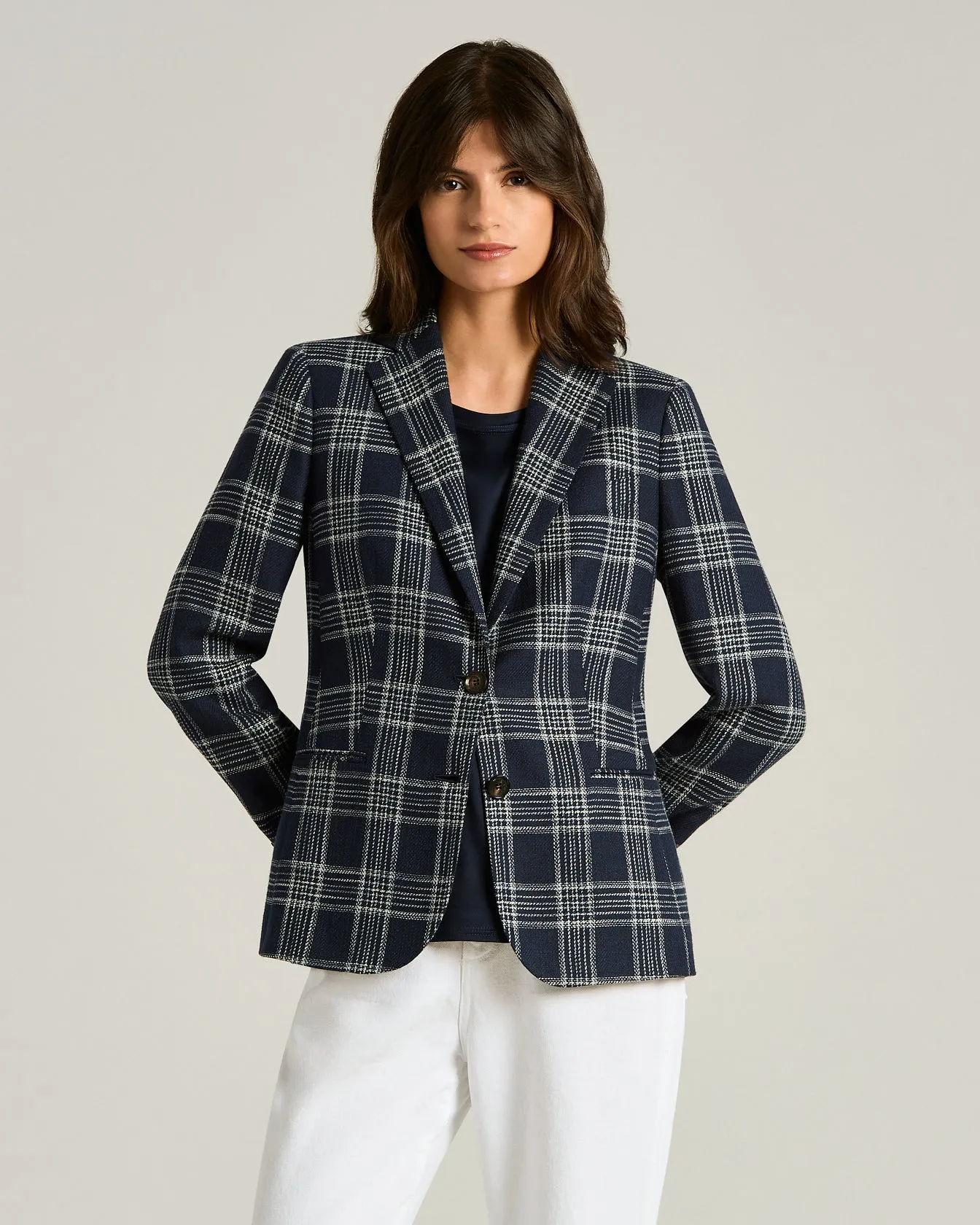 TAILORED CHECKED JACKET IN BLUE SILK, COTTON AND CASHMERE BLEND sold by Kiton product image thumbnail 2