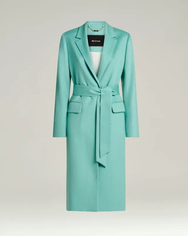 PURE CASHMERE TURQUOISE OVERCOAT made by Kiton