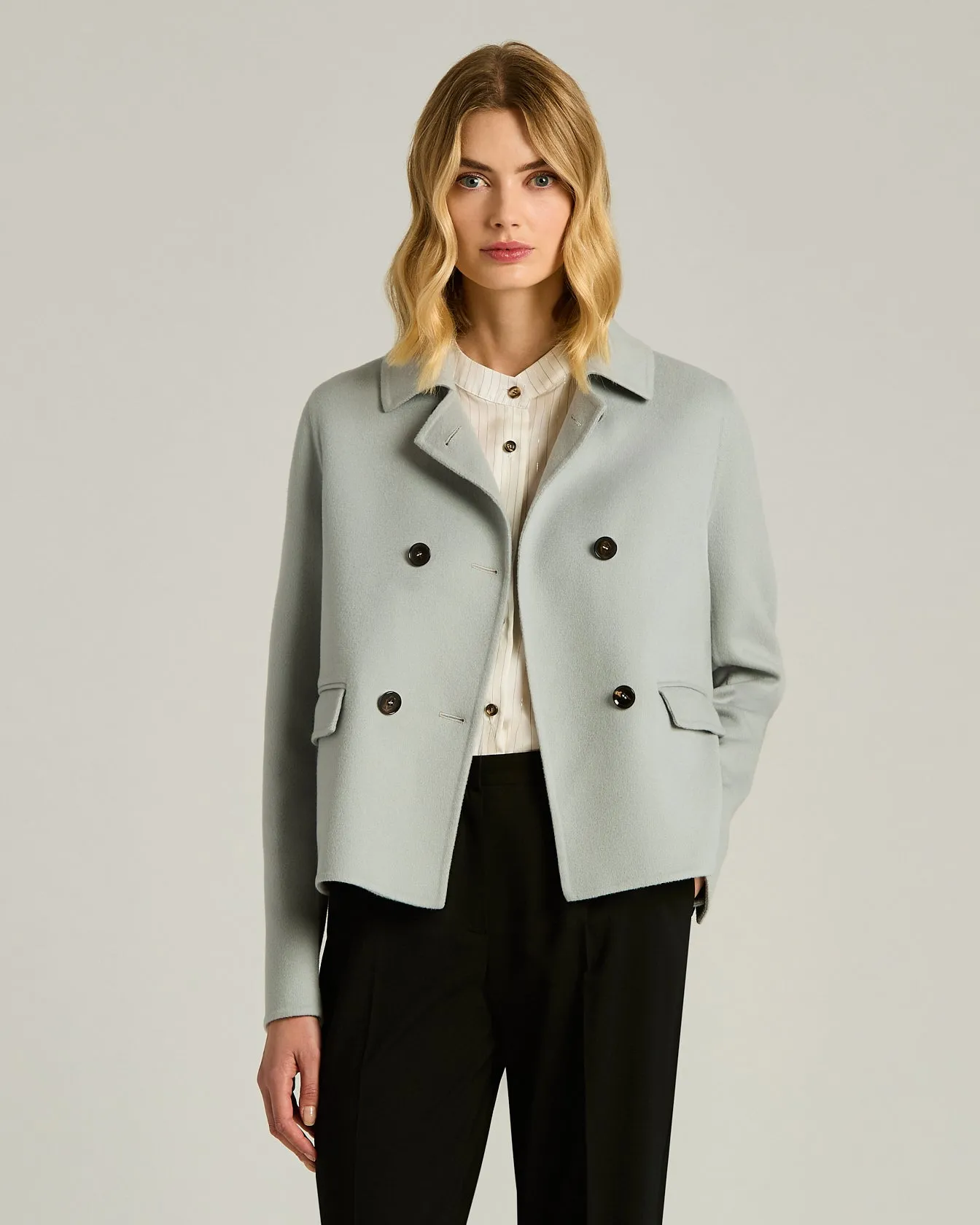 PURE CASHMERE DOUBLE-BREASTED GREY OVERCOAT sold by Kiton product image thumbnail 2