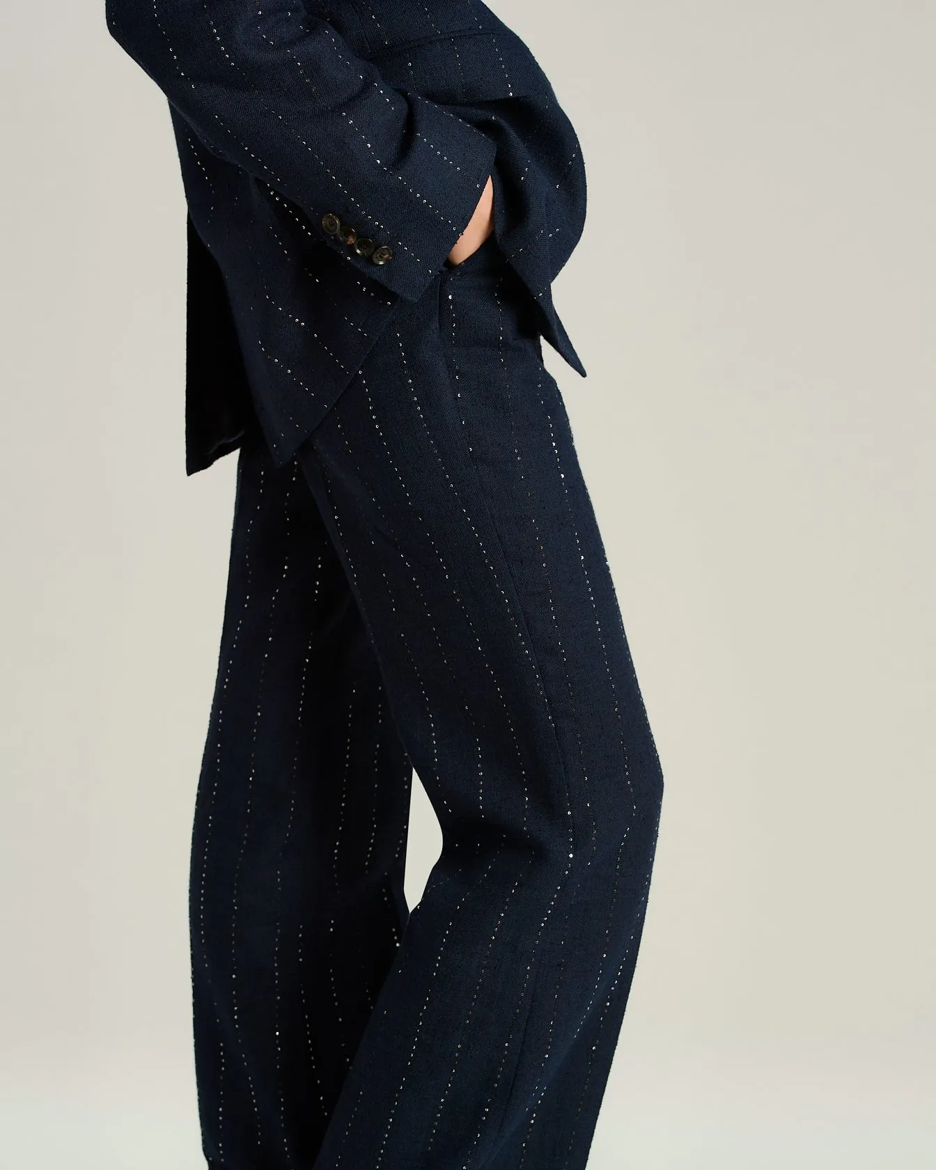 BLUE TAILORED LINEN WOOL, AND SILK TROUSERS sold by Kiton product image thumbnail 4