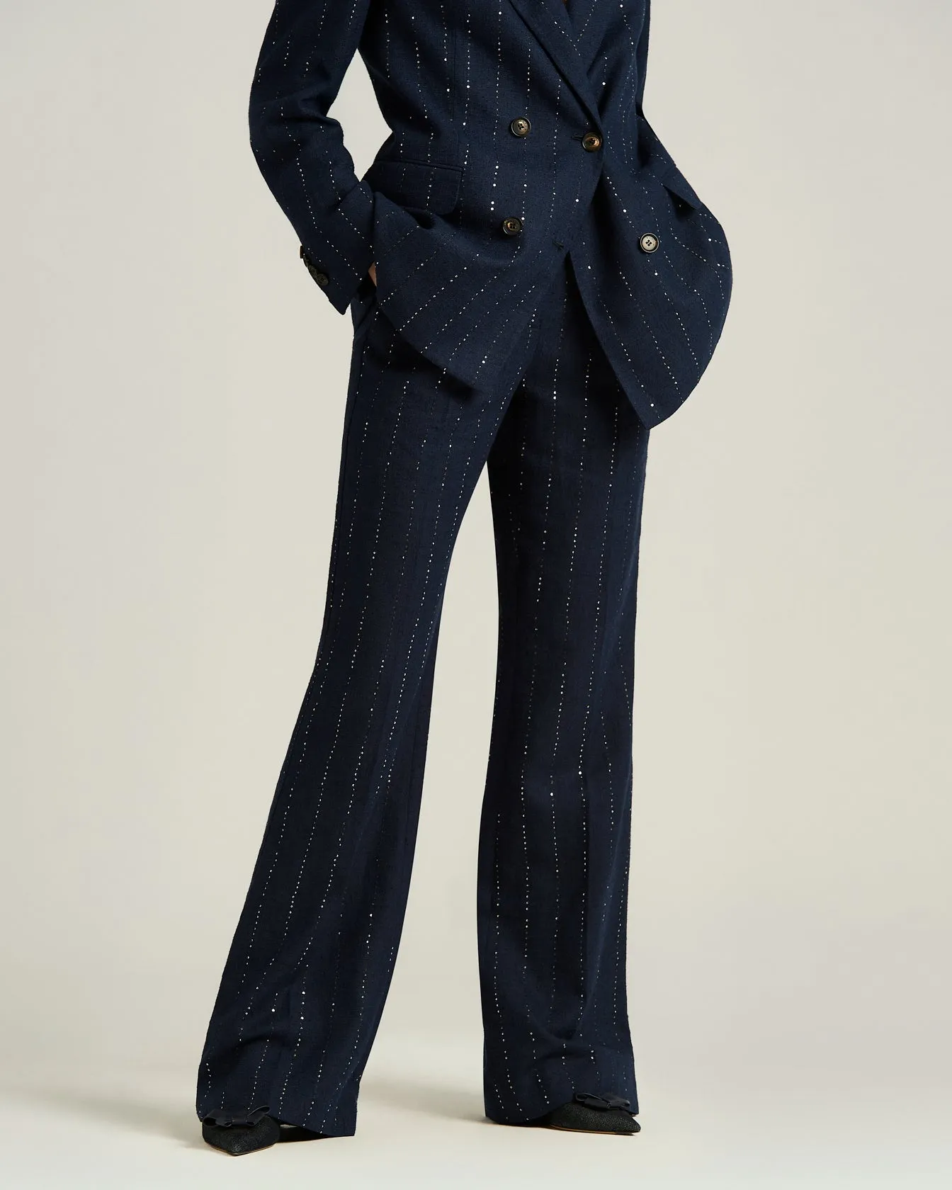 BLUE TAILORED LINEN WOOL, AND SILK TROUSERS sold by Kiton product image thumbnail 2