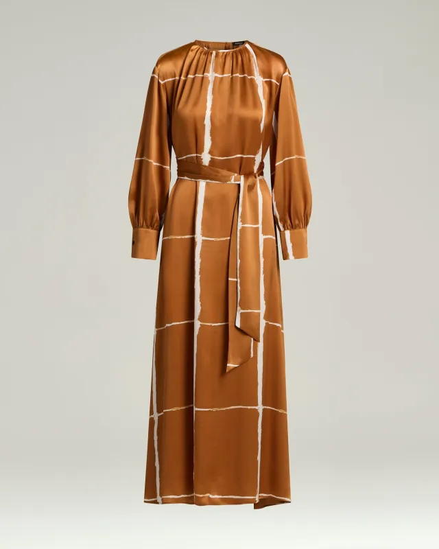 WHITE SILK SATIN DRESS WITH FLUID SILHOUETTE LEATHER made by Kiton