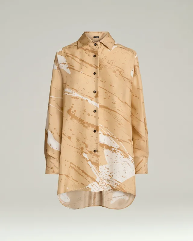 SILK SATIN SHIRT WITH ABSTRACT PATTERN made by Kiton