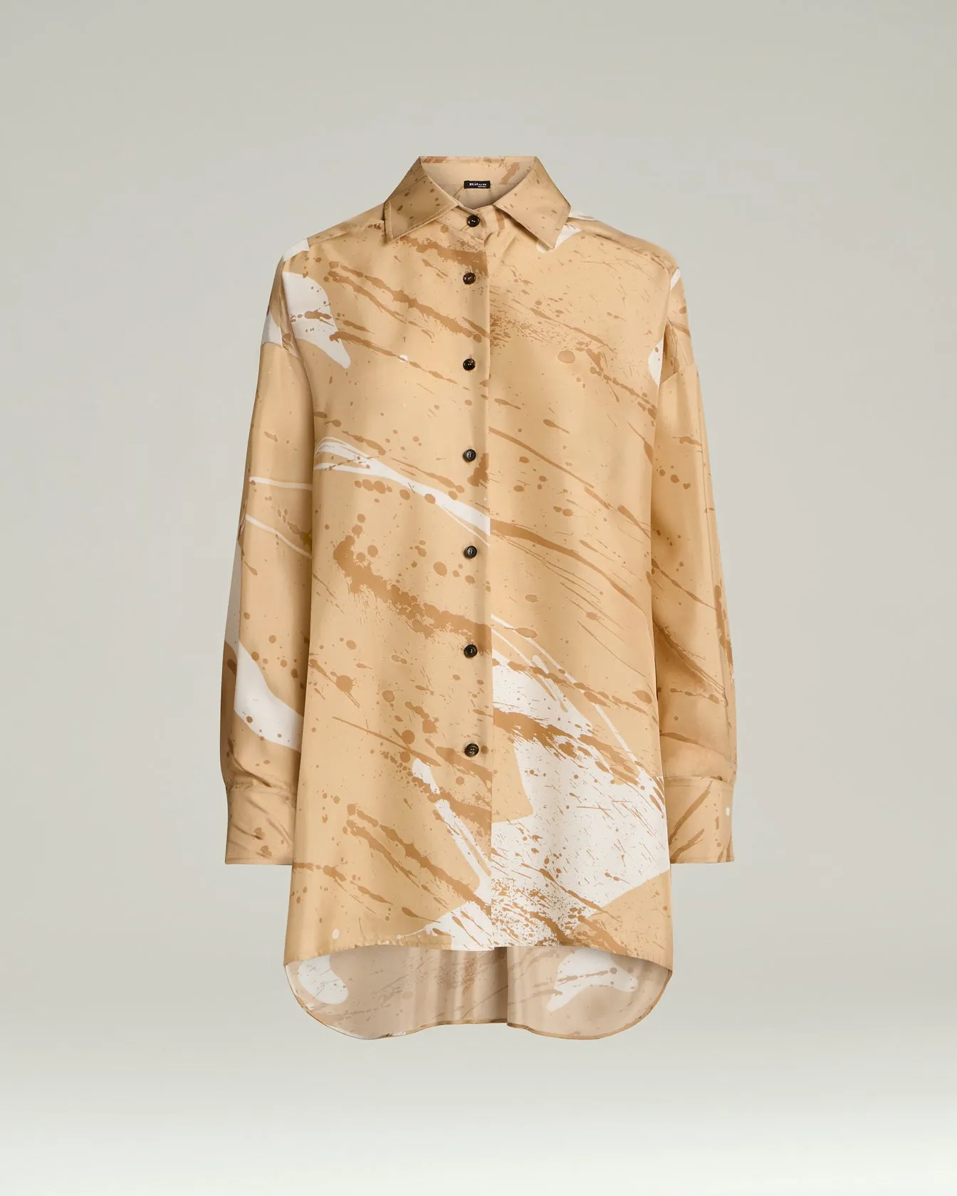 SILK SATIN SHIRT WITH ABSTRACT PATTERN sold by Kiton
